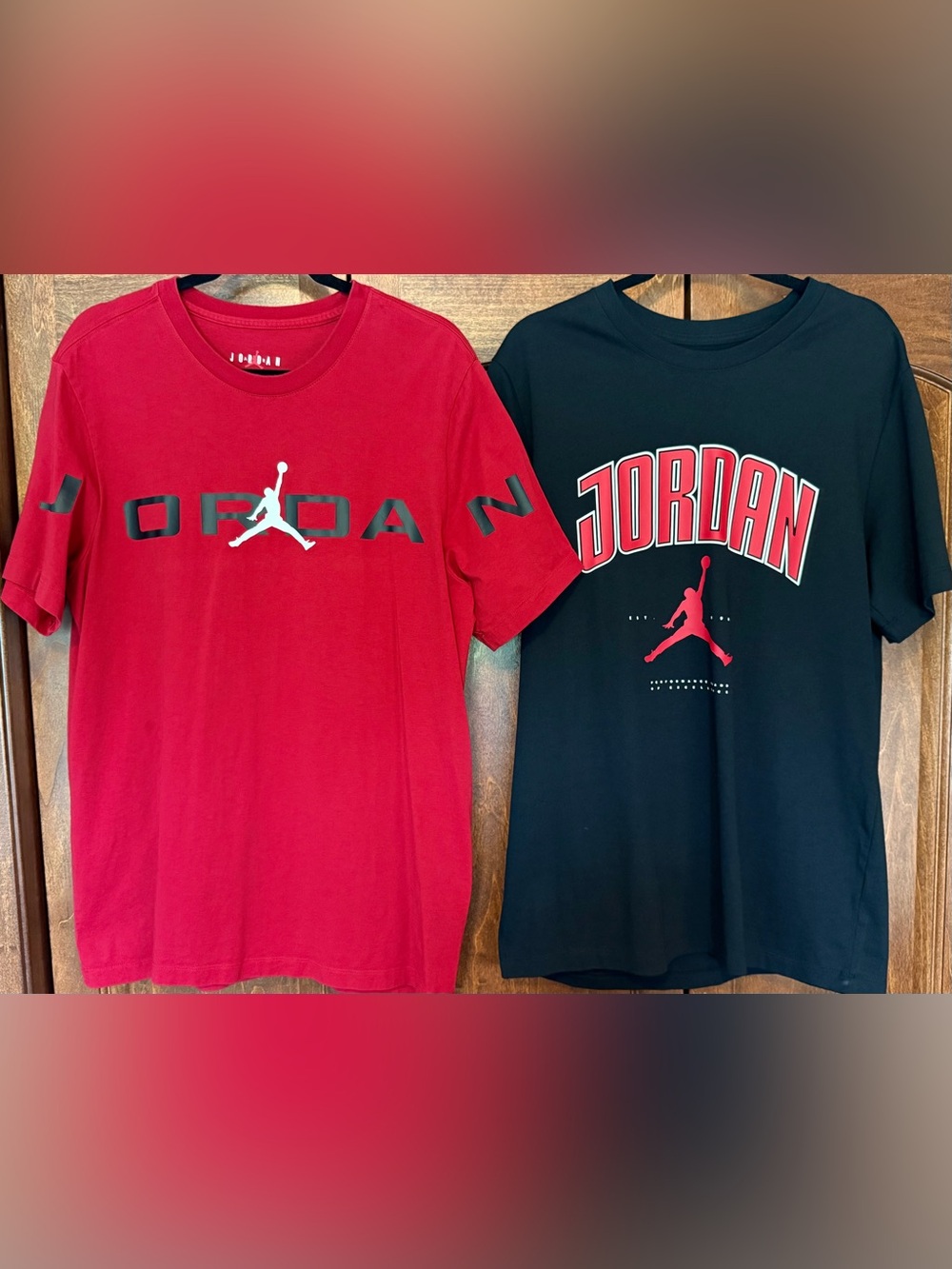 Jordan Jumpman 2 Shirt Bundle Men's Large Red Black Nike Graphic Tees